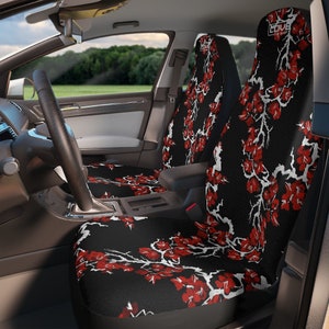 Red and White Cherry Blossom Car Seat Cover, Car Seat Covers For Vehicle, Seat Covers For Car For Women, Japanese Car Seat Covers