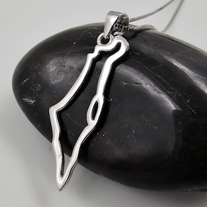 Carte d’Israël Collier 925 Sterling Argent Israël Carte Protection Pendentif Bijoux Juifs Chaîne en Argent Cadeau Judaica