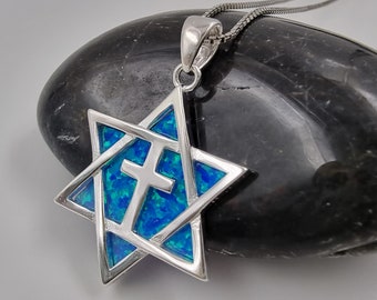 Collana Ciondolo Stella Di David E Croce In Argento 925 - EJewelryPlus, 18 Pollici