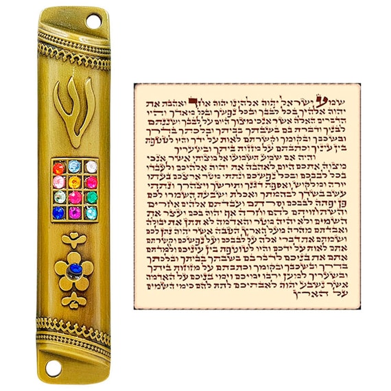 TALISMAN4U Mesusa Goldfarben – Emaille-Hülle Mit Jerusalem-Motiv, 10,2 Cm, Inkl. Schriftrolle