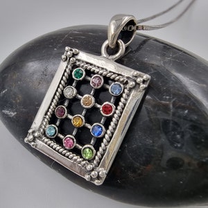 12 Tribes of Israel High Priest Breastplate Hoshen Stones Necklace 925 Sterling Silver Pendant Judaica Religious Handmade Jewelry Gift
