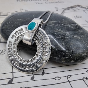 Shema Israel Necklace Eilat Stone Hebrew Shma Kabbalah Pendant 925 Sterling Silver Jewish Jewelry Judaica Gift