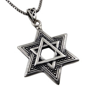 Engraved Star of David Pendant 925 Sterling Silver Necklace Jewish Magen David Protection Charm Kabbalah Israeli Handmade Jewelry Gift