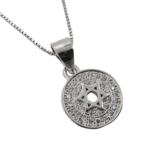 Small Star of David Necklace 925 Sterling Silver Protection Star Pendant from Israel Cubic Zirconia Magen David Jewish Jewelry