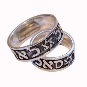 925 Sterling Silver Kabbalah Hebrew Ring PROSPERITY GUARD POWERFUL Jewish Star Of David Israel Jewelry for Men