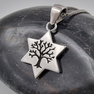 Tree of Life Star of David Pendant 925 Sterling Silver Necklace Jewish Magen David Charm Handmade Kabbalah Judaica Jewelry Gift