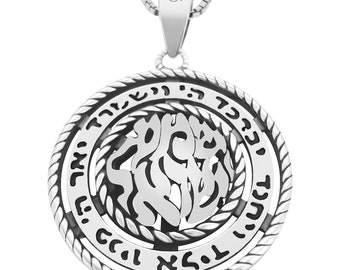 Hebrew Priestly Blessing May God Bless You and Keep You Shema Israel Necklace 925 Sterling Silver Pendant Jewish Jewelry