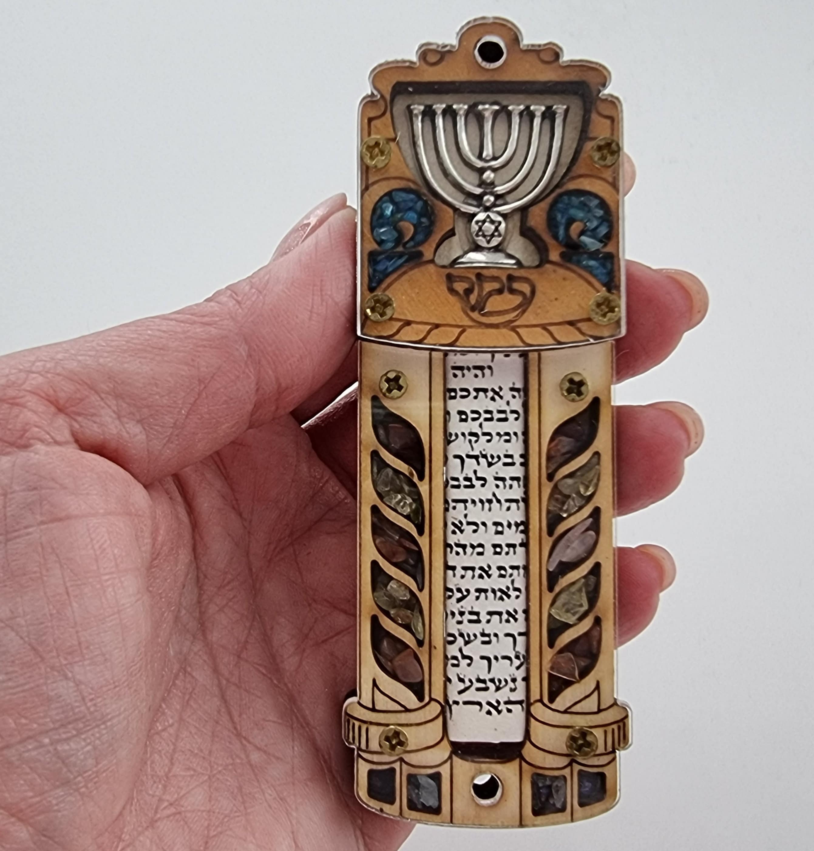 Prefdo Lot De 2 Mezouzahs, Mezouzah Avec Parchemin Pour Porte, Plaque Mezouzah En Métal, Mezouzahs Pour Porte Extérieure, étui De Mezouzah Pour Porte De Mitzvah Juive, Cadeau Juif, Cadeau De