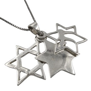 Drievoudige Joodse Davidster 925 Sterling Zilver Kabbalah Hanger Hebreeuwse Chai Ketting Religieuze Sieraden Israël Judaica Gift