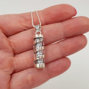 925 Sterling Silver Mezuzah Pendant with Scroll Hebrew Necklace Shema Israel Kabbalah Protection Religious Judaica Jewelry