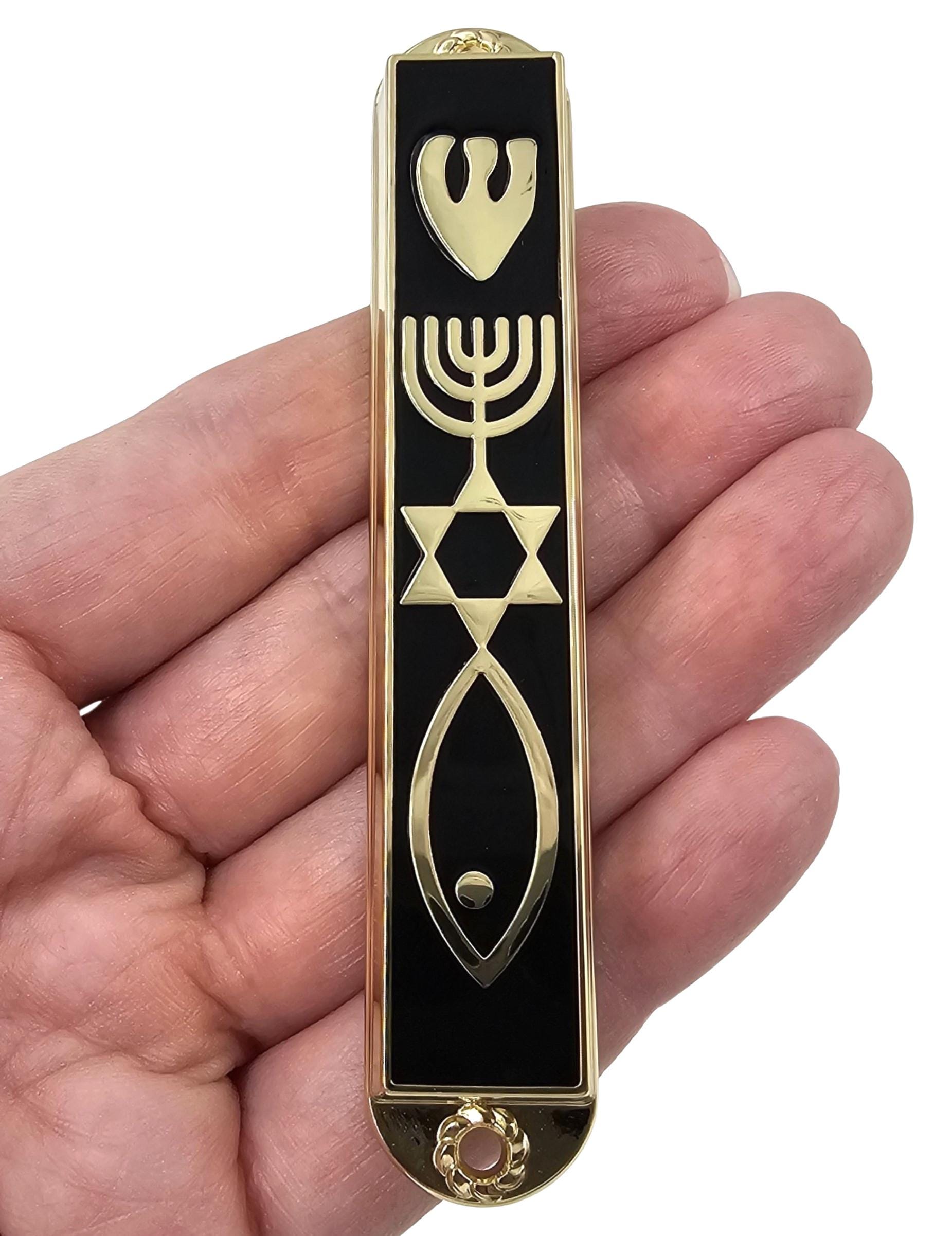 TALISMAN4U Mesusa Goldfarben – Emaille-Hülle Mit Jerusalem-Motiv, 10,2 Cm, Inkl. Schriftrolle