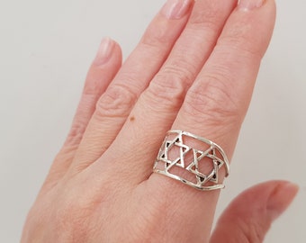 Sterling Silver Star of David Ring, Jewish Kabbalah Jewelry
