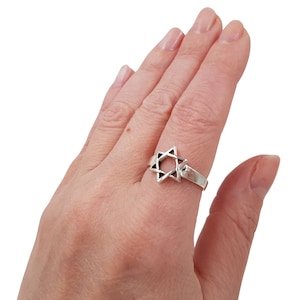 925 Sterling Silver Prosperity Kabbalah Hebrew Ring with Star Of David Religious Jewelry