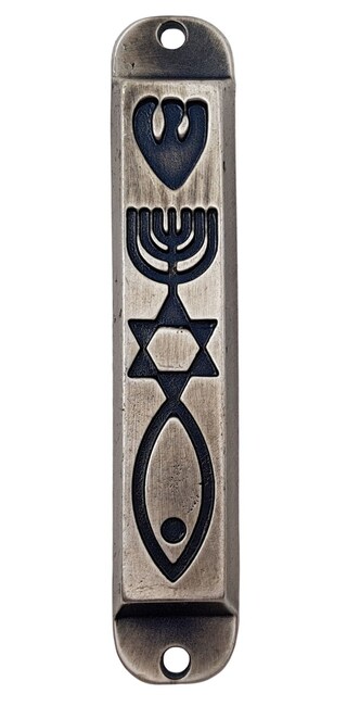 Talisman4U Set Di 5 Mezuzah In Peltro Con Pietre Hoshen, 12 Tribù Di Israele, Menorah E Stella Di David - Custodie Protettive Con Rotolo Da 9 Cm - Regalo Judaica Da Gerusalemme
