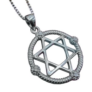 Jewish Star of David Necklace Israel Kabbalah Pendant Hebrew 925 Sterling Silver Judaica Jewelry