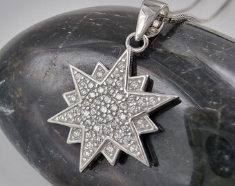 Sterling Silver Star of Bethlehem Necklace, Cubic Zirconia North Star Pendant
