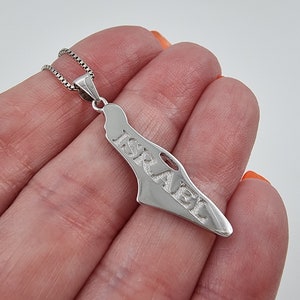 Collier carte d'israël en argent sterling 925 pendentif hébreu carte d'israël bijoux faits main juifs cadeau judaïque Am Yisrael Chai