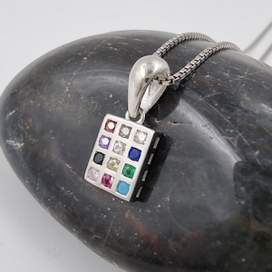 12 Tribes of Israel High Priest Breastplate Necklace 925 Sterling Silver Mini Pendant Multi Color Crystals Hoshen Stone Judaica Jewelry Gift