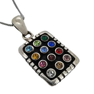 Collier plastron grand prêtre des 12 tribus d'Israël, pendentif en argent sterling 925, cristaux multicolores, pierre de Hoshen