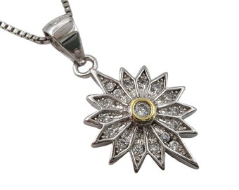 Sterling Silver Star of Bethlehem Necklace, Cubic Zirconia Religious Pendant