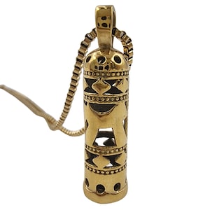 Mezuzah Pendant Hebrew Chai 18K Gold Plated Hebrew Necklace Kabbalah Pendant Handmade Israel Jewish Jewelry Gift for Women Men with Chain