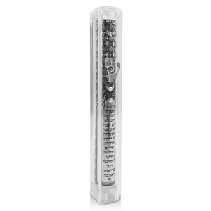 Clear Waterproof Mezuzah Case With Silver Hebrew Shin - 5 Inch Israel Made Door Mezuzah With Scroll