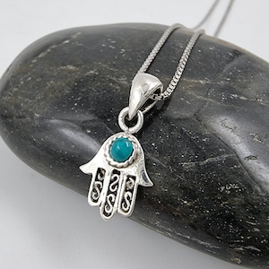 Good Luck Hamsa Necklace Evil Eye Protection Pendant Mini Hamsa Hand Charm 925 Sterling Silver Chain Jewelry for Women Girls
