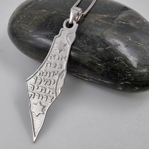 925 Sterling Silver Carte d’Israël Collier Étoile de David Hébreu Ana BeKoach Pendentif Israël Carte Bijoux Juifs Judaica Cadeau d’Israël