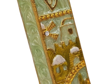 TALISMAN4U Mesusa Goldfarben – Emaille-Hülle Mit Jerusalem-Motiv, 10,2 Cm, Inkl. Schriftrolle