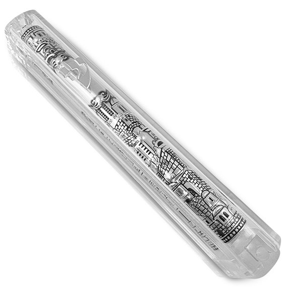 Clear Waterproof Mezuzah Case With Silver Hebrew Shin - 5 Inch Israel Made Door Mezuzah With Scroll