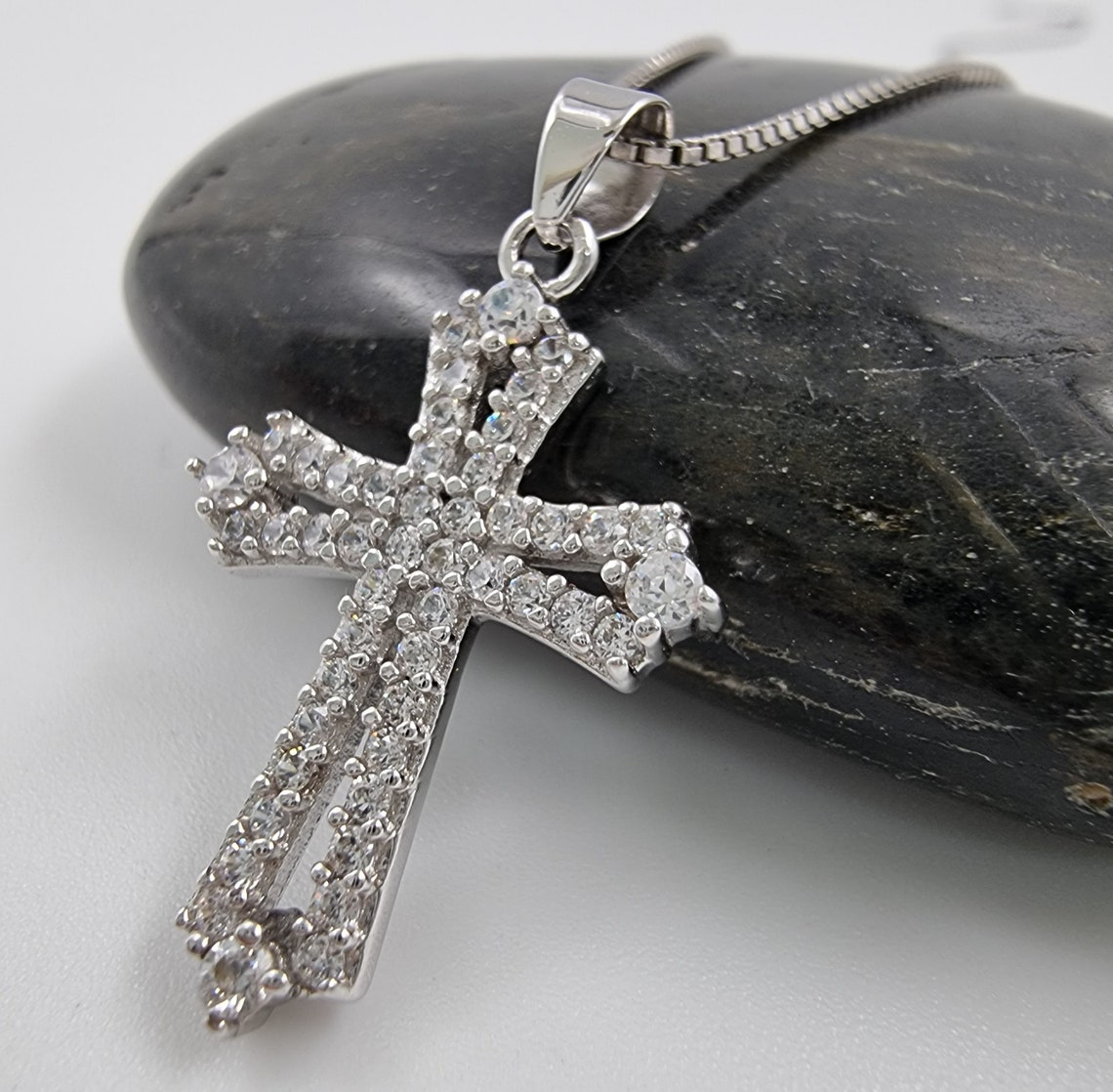 Catholic Cross Necklace Christian Pendant 925 Sterling Silver Cubic ...