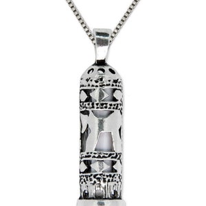 925 Srebro Sterling Żydowska Mezuza Wisiorek Hebrajski Chai Naszyjnik Kabała Shema Izrael Zwój Judaica Biżuteria Religijna Łańcuszek