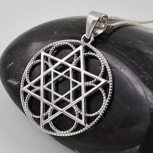Sterling Silver Star of David Necklace Flower of Life Protection Pendant for Women 18&quot; Chain Magen David Israel Handmade Jewelry Gift Pouch