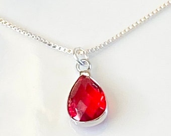 July Birthstone necklace, July birthday necklace, ruby necklace, Ruby jewelry, pendant necklace, July birthday gift, July birthday jewelry