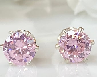 October birthstone earrings, October birthday earrings, October birthday gift, pink tourmaline stud earrings, October jewelry, studs, 5mm