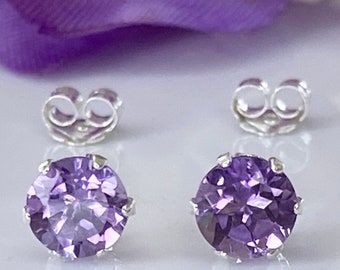 Bijoux d'anniversaire de février, collier et boucles d'oreilles pour pierre de naissance de février, améthyste en argent sterling, cadeau pour une amie, nouvelle maman, cadeau pour elle