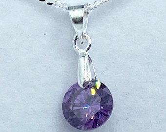 February birthstone necklace, February birthday necklace, February gift, amethyst necklace, amethyst jewelry, amethyst gift, pendant, 8mm