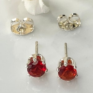 July birthstone earrings, ruby earrings, ruby stud earrings, July birthday gift, July earrings, ruby jewelry, July jewelry, July gift,4mm