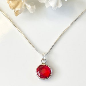 July Birthstone necklace, July birthday necklace, ruby necklace, Ruby jewelry, pendant necklace, July birthday gift, July birthday jewelry