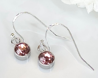 Alexandrite Crystal Dangle Earrings: June Birthstone, Silver Hooks