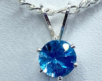 Aquamarin CZ Sterling Silber Anhänger Halskette, März Geburtsstein