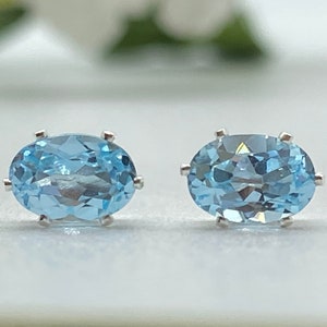 December birthstone earrings, December birthday earrings, December gift, blue topaz earrings, stud earrings, December jewelry, blue topaz