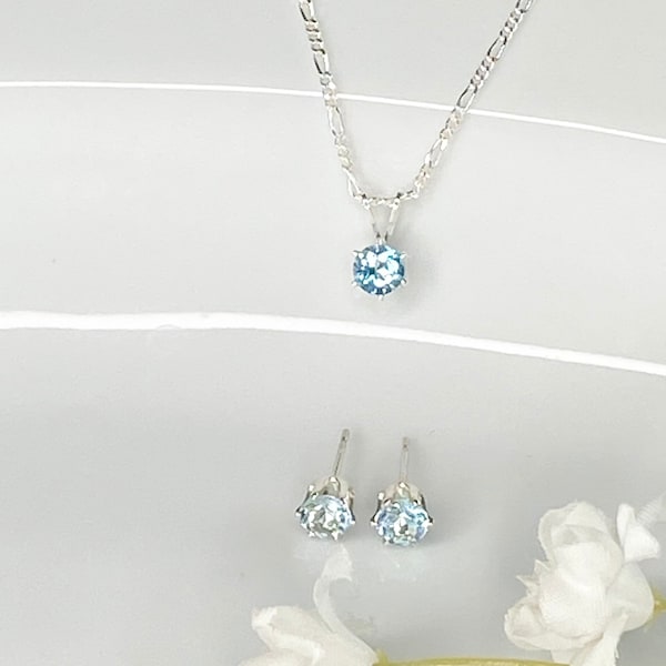 Aquamarine jewelry set, birthstone jewelry set, March birthstone set, March birthday gift, earring and necklace set, March jewelry set, gift