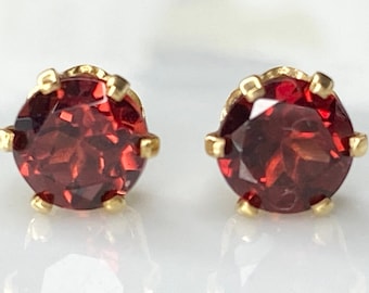 Garnet Stud Earrings: 14k Gold Filled, January Birthstone (6mm)