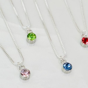 Sterling silver birthstone necklace, custom birthstone necklace, birthstone jewelry gift, dainty birthstone necklace, gift for her,