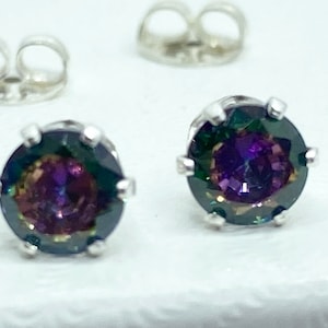 Genuine Mystic Topaz earrings, natural mystic topaz earrings, mystic topaz stud earrings,  mystic topaz, rainbow earrings, 5mm