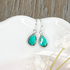 May birthday earrings, May birthstone earrings, emerald earrings, May earrings, emerald dangle earrings, May gift, birthstone jewelry, gift image 6