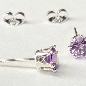 June Birthstone earrings, June birthday earrings, stud earrings, Alexandrite earrings, Alexandrite jewelry, June gift, birthday jewelry image 5