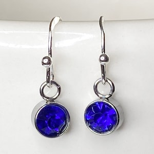 September birthstone earrings, September birthday earrings, September birthday gift, sapphire earrings, sapphire dangle earrings, jewelry