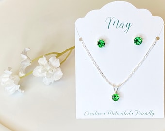 Smaragd Zirkonia Sterling Silber Schmuck Set: Mai Birthstone Geschenk